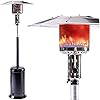 Legacy heating 88inch standing heaters outdoor with wheels stainless steel burne gas propane patio heater for outdoor garden use hammered black 47000btu powder coated finish  urban country home decor