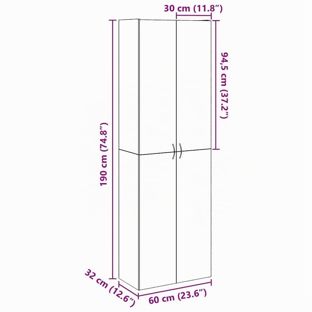 vidaXL Highboard Altholz-Optik 60x32x190 cm Holzwerkstoff, Sideboard, Beistellschrank, Aufbewahrungsschrank, Schrank, Lagerschrank, Hochschrank
