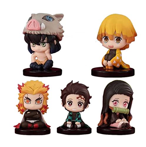 Image of Trunkin Demon Slayer Small Sitting Set Without Stand Tanjirou Nezuko Inosuke Zenitsu Kyoujurou Carino Dazed Eyes PVC Action Figure Kimetsu no Yaiba Small Set of 5