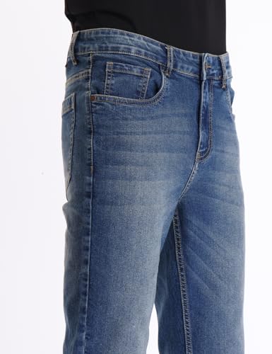 Image of INKD Men's Slim Fit Jeans - Mid-Rise | Cotton Blend | Contrast Stitch | Stretchable Fabric | Classic 5 Pocket Styling | Men's Bottomwear (Available in Plus Sizes)