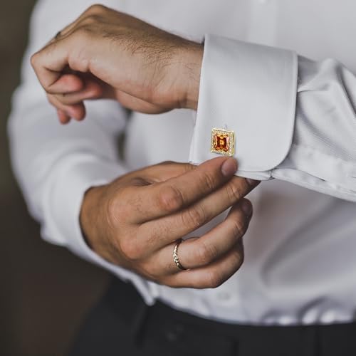 Crystal Cufflinks for Men, Purple Cufflink CZ Sparkle Diamond, Square Cufflinks for Wedding Groom Best Man, Cuff link 0.62 * 0.62inch2