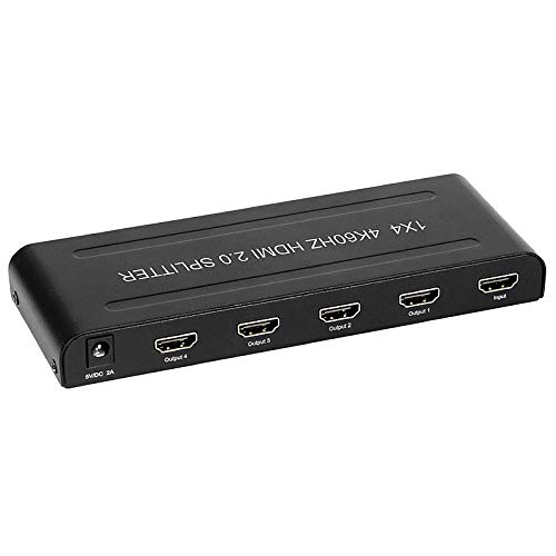 ByteccHDMI 2.0 HDCP 2.2 Splitter - 4-Port - 4K 60Hz 4:4:4 - HDMI Splitter 1 in 4 Out - 4 Way HDMI Splitter - HDMI Port Splitter
