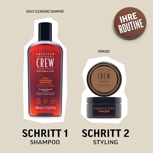 Foto von AMERICAN CREW – Pomade, 85 g, Stylingprodukt für Männer, Haarprodukt mit mittlerem Halt, Haarpomade auf Wasserbasis, optimal für glatte Frisuren mit viel Glanz