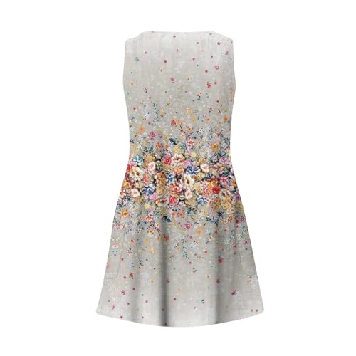 Image of Summer Dresses for Women 2026 Casual V Neck Sleeveless Sundresses Boho Beach Tank Dresses with Pockets