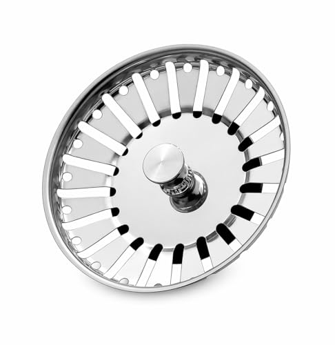Stadux Stainless Steel Kitchen Sink Strainer Plug Dual Function Basket Strainer and Plug | Sized for UK Sinks | Strainer waste Plug (Diameter:78mm)