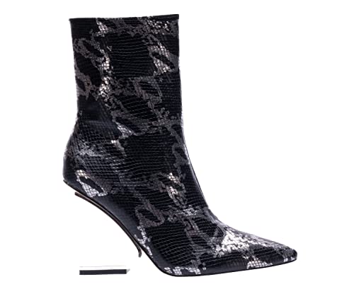 Ninety Union Princess Short Bootie With Cool Metal Heel, Black Snake, 10