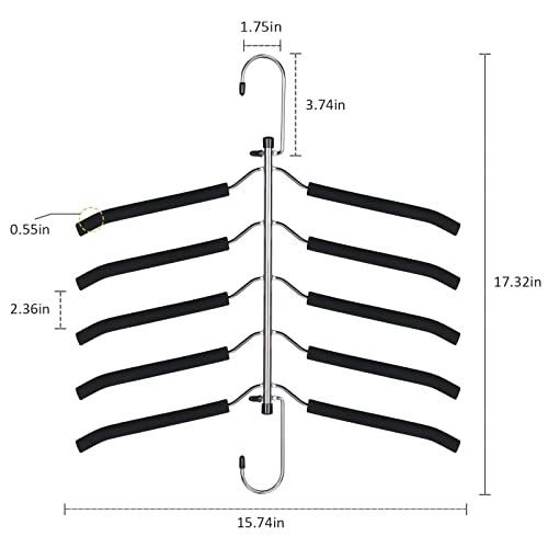 Clothes Hangers Space Saving Coat Hangers 2 Pack Znben Non Slip Shirt Hangers With Padded Foam Stainless Steel 5 In 1 Closet Organizer Heavy Duty Multilayer Hangers For Coat Sweater Suit T-Shirt #TOP7
