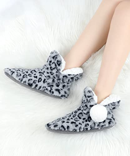 Image of Keyela Womens Non-Slip Sole Slipper Socks, Fluffy Winter House Booties | Ultra soft fuzzy warm indoor house slippers Non-skid bottom for safe walking Cozy winter footwear for ladies