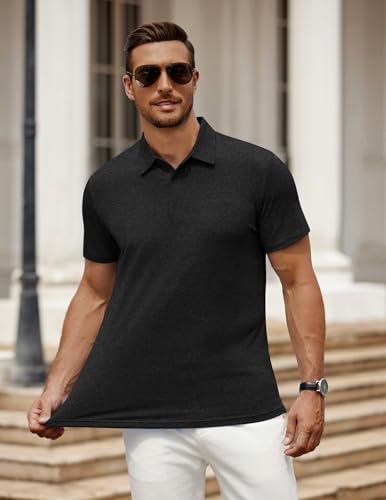 Image of COOFANDY Men's Polo Shirt Golf Quick Dry Performance Short Sleeve Moisture Wicking Athletic Polo Collared Tennis T-Shirt