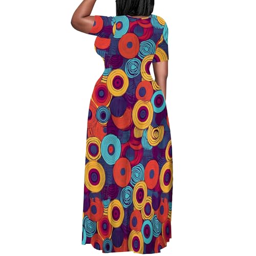 Image of PinkPatty Plus Size Maxi Dress for Women Summer Casual Short Sleeve Tshirt Dresses with Pockets (XL-6XL)