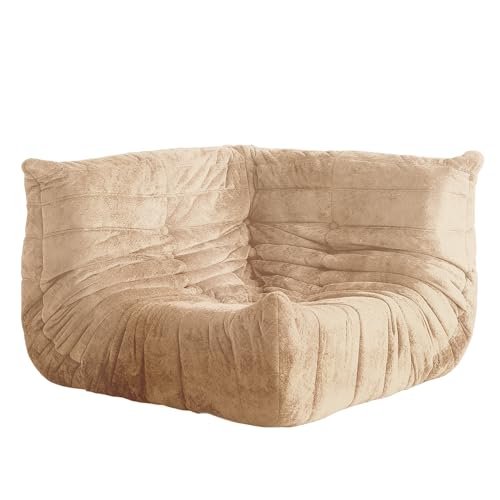 Image of Bean Bag Chair, Memory Foam Bean Bag Chairs for Adults, Fireside Corner Chair Lazy Floor Corner Sofa for Living Room, Bedroom, Dorm, Office(Khaki)