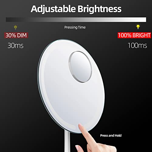 2023 New Extra Bright Makeup Mirror With 58 Led Lights,8.3" Desk Lighted Vanity Mirror,3-Color Dimmable Light Up Mirror,3" Mini Mirror 5X Magnetic Magnifying Mirror,Practical And Aesthetic,Pearl White #TOP2