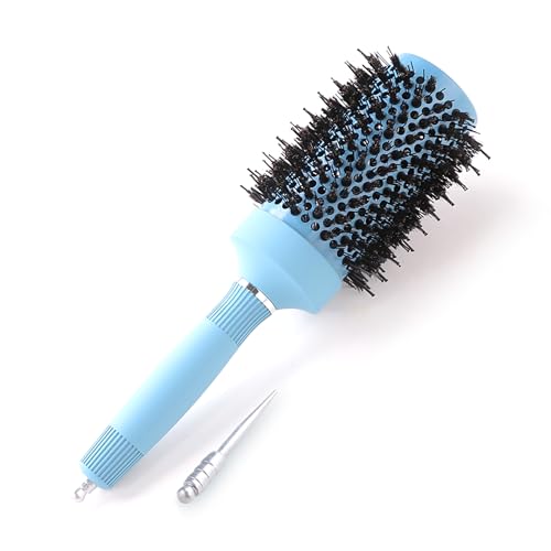 Image of Rey Naturals Thermal Ceramic Hair Brush | Ion-infused Technology | Anti-Static Boar Bristles| Hair Comb | Hair brush for Women and men | Hair Care Products (Ice blue)(Small size)