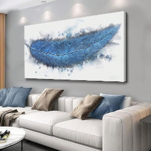 Grande toile abstraite bleu gris peinture murale de qualité 80 x 160 cm