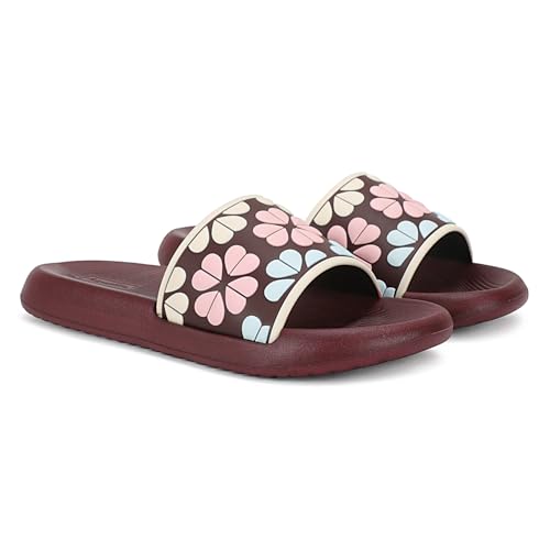 Image of Aqualite Women's Slides Slippers | Slip-On Flat Base Flipflop for Women | Anti-Skid Sole, Lightweight Comfort for Daily Home & Outdoor Wear | Casual Ladies Sandal