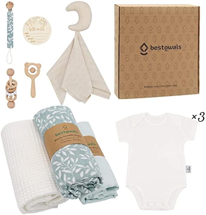 bestowals Baby Gift Set for Newborn New Baby Gift Set - 11 PCS Newborn Baby Essentials Baby Welcome Set with Baby Blanket Baby swadle - New Born Baby Girls Gift & Baby Boy Gifts for Baby Shower