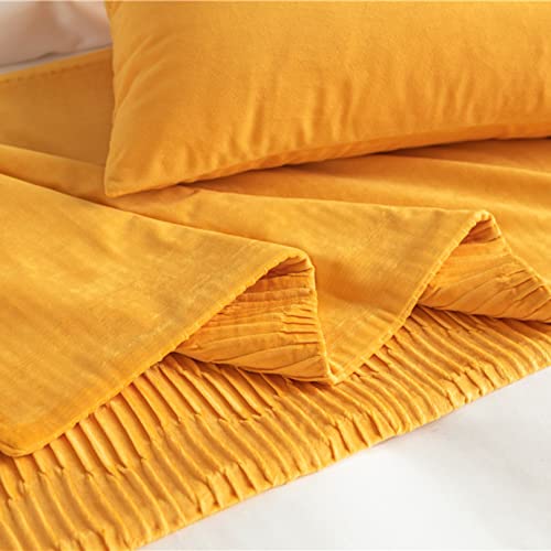 Yellow Bed Runner For Foot Of Bed,Velvet Decor Bedding Cover Wave Pattern Bedspread Throw On Both Sides Bed Scarf Towel Protection For Hotel Bedroom, 45 X 180Cm #TOP6