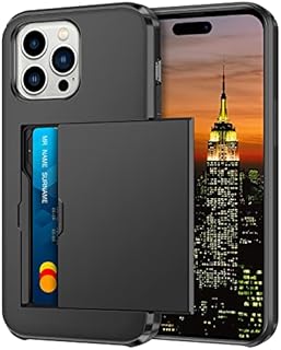 Coolden for iPhone 14 Pro Max Case Wallet Case Armor Shockproof Case Heavy Duty Protective Case Hard Back Soft TPU Bumper Card Holder Slot Wallet Case Cover for iPhone 14 Pro Max Phone Case (Black)