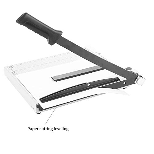 Paper Cutter Guillotine, Paper Cutter and Trimmer with Dual Paper Guide Bars, Heavy Duty Metal Base Trimmer for Home, Office, 12 Sheets Capacity, A4 Size, 12 Inch Cut Length (White)