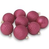Set Palline di Natale KORAT in Plastica Infrangibile – 3 Misure (6cm, 8cm, 10cm) – Colori Rosso, Oro, Argento, Bianco, Verde, Rosa Antico – Decorazioni per Albero Natalizio (8, Rosa, 10 Cm)