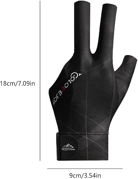 Tokaneit Guante de Tres Dedos para Billar,Guantes de Billar Transpirables y Antideslizantes,Guantes Ajustables,Guante Sin Dedos,Unisexo,Adecuado para Principiantes y Profesionales Negro y Gris - 2