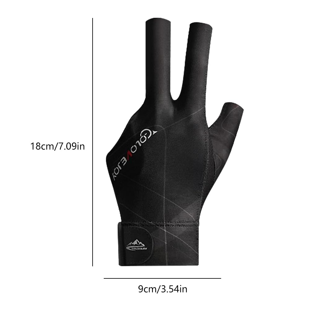 Tokaneit Guante de Tres Dedos para Billar,Guantes de Billar Transpirables y Antideslizantes,Guantes Ajustables,Guante Sin Dedos,Unisexo,Adecuado para Principiantes y Profesionales Negro y Gris — view 2