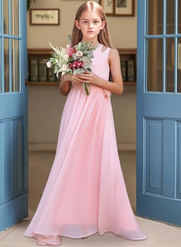 Junior Girls Bridesmaid Dress One Shoulder Flower Girl Wedding Party Dresses for Teen Chiffon Dress4