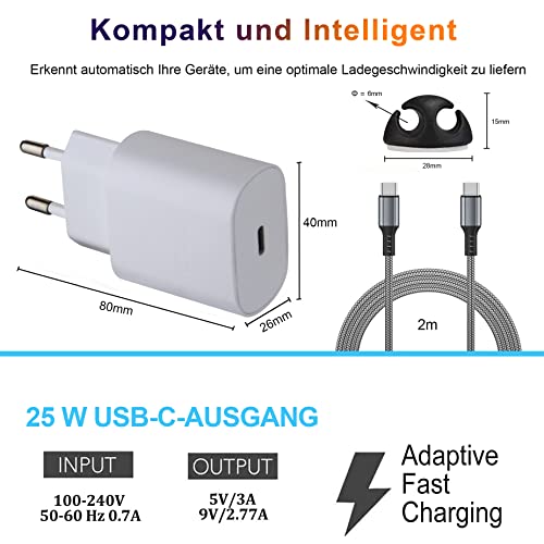 Caricatore USB C da 25 W, PD 3.0 con cavo di