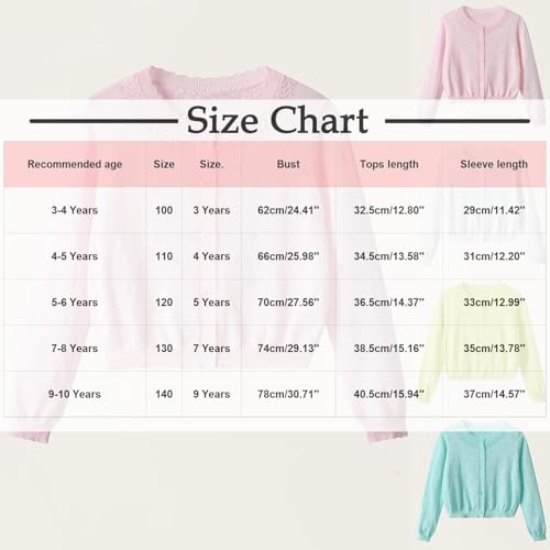 Girls Bolero Shrugs Cardigan Long Sleeve Cute Crochet Knit Cover Up Little Girls Dressy Shrug Sweaters Cropped Coat3