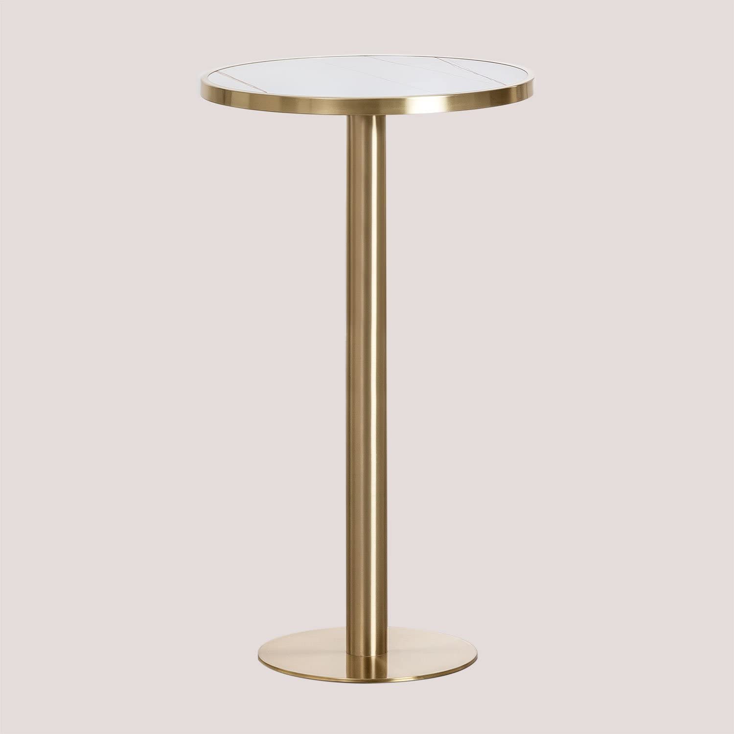 SKLUM Runder Stehtisch aus Steinzeug (Ø60 cm) Manhattan Weiss Gold Champagne
