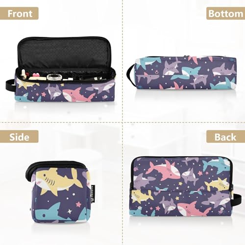 Bolso de Viaje para Herramientas para el Cabello con Alfombra Térmica, Estuche Grande para Planchas de Pelo, Rizadores y Secadores de Cabello, Diseño Divertido de Tiburones miniatura 5