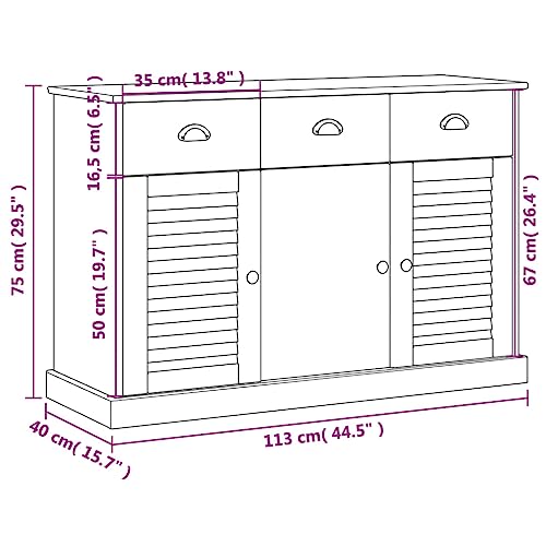 Aparador VIGO de pino con puertas de persiana blanco para pasillo 4