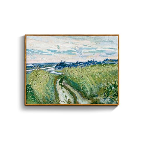 crmotu Vintage Framed Wall Art, Rural Landscape Oil Paintings, Nature Scenery Canvas Prints, Abstract Wilderness Path Wall Decor for Bedroom Bathroom Kitchen Rustic Home Aesthetic Pictures 12x16in