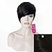 HOTKIS Short Human Hair Wigs Short Wigs Human Hair Pixie Cut Wigs for Black Women (Long Bangs-1b#)
