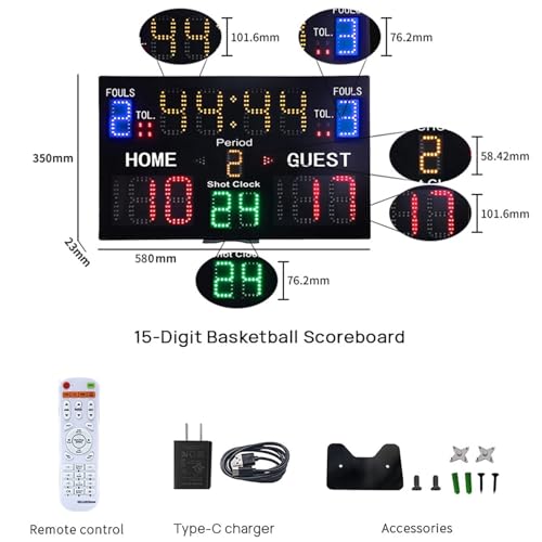 Marcador digital para baloncesto con control remoto y altavoz miniatura 2