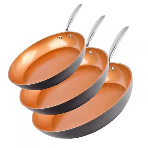 Image of For Gotham Steel Nonstick Frying Pan 3-Pcs Aluminum Hard Anzed Set (8,10,12 in.)