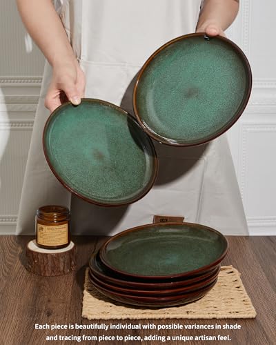 Image of Pokini Ceramic Dinner Plates Set of 6, 10inch Salad, Dessert Plates Dishes