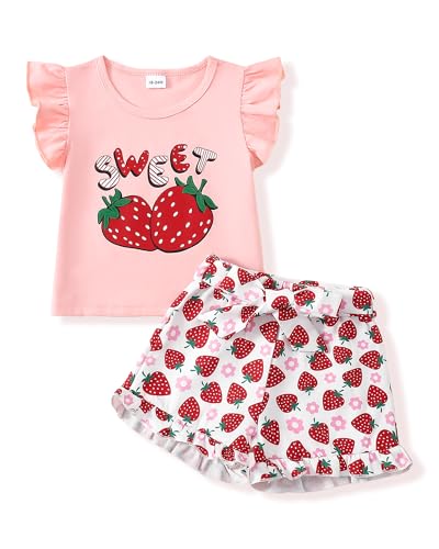Image of NZRVAWS Girl Clothes Toddler Girls Summer Outfit Heart Tank Top+Pink Shorts 2 Piece Clothing for Girl 1 2 3 4 5 6 7 T