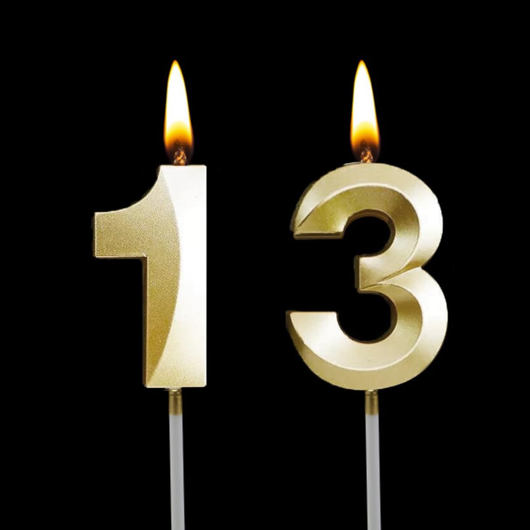 Vela número 13/31, velas doradas con números 3D para decoración de tarta de cumpleaños 13/31, suministros de decoración de fiesta de aniversario de boda