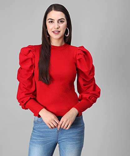 Image of FUNDAY FASHION Women's Cotton Full Sleevs Flurred Regular Fit Top