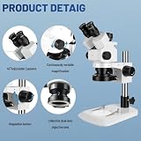Professional Trinocular Stereo Zoom Microscope,with 56-Bulb LED Ring Light,6X-45X Magnification,WF10X Eyepieces,0.6X-4.5X Zoom Objective, 0.5X CTV Trinocular High Definition Adapter