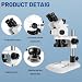 Professional Trinocular Stereo Zoom Microscope,with 56-Bulb LED Ring Light,6X-45X Magnification,WF10X Eyepieces,0.6X-4.5X Zoom Objective, 0.5X CTV Trinocular High Definition Adapter