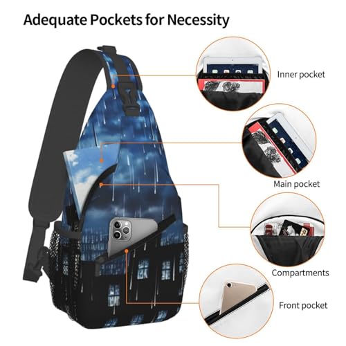 Mochila bandolera casco estampada negra para senderismo miniatura 4