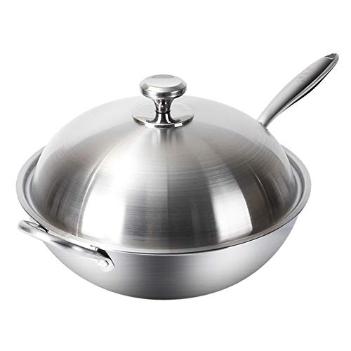 Wok de acero inoxidable con tapa de alta resistencia