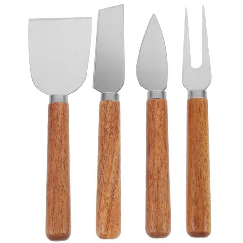 SOLUSTRE 4Pcs Stainless Steel Cheese Fork and Spatula with Handles Essential Kitchen Tools for Cheese Serving and Slicing for Entertaining and Hosting