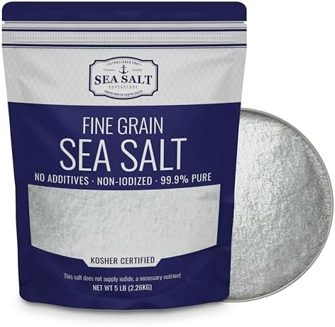 Fine Grain Sea Salt from Baja California, Replacement for Table Salt, Non-Iodized, All-Natural, No Additives (5 lb Bag)