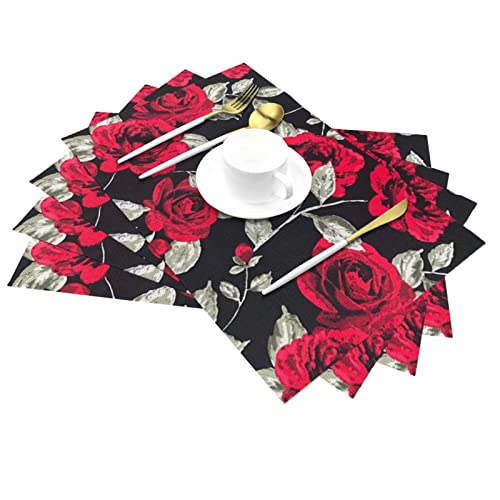 Sets de table lavables roses rouges pour protéger la table des taches - 3