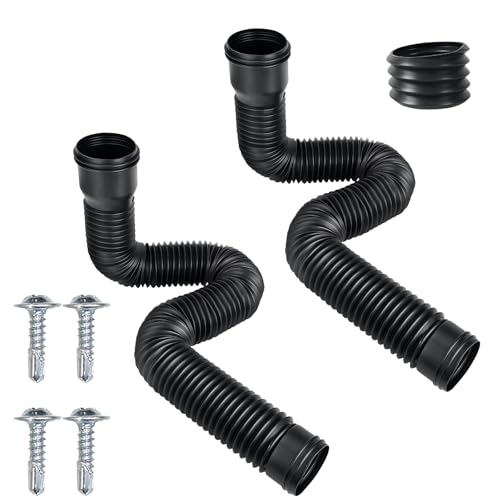 Image of Rain Gutter Downspout Extensions Flexible, Drain Downspout Extender,Down Spout Drain Extender, Gutter Connector Rainwater Drainage,Extendable from 18.5 to 59 Inches, Screws for Included (A-2 Pack)