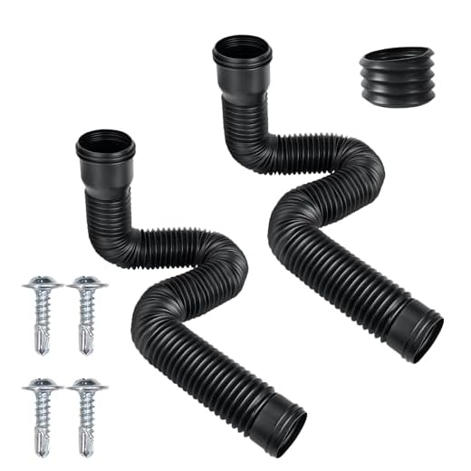 Rain Gutter Downspout Extensions Flexible, Drain Downspout Extender,Down Spout Drain Extender, Gutter Connector Rainwater Drainage,Extendable from 18.5 to 59 Inches, Screws for Included (A-2 Pack)