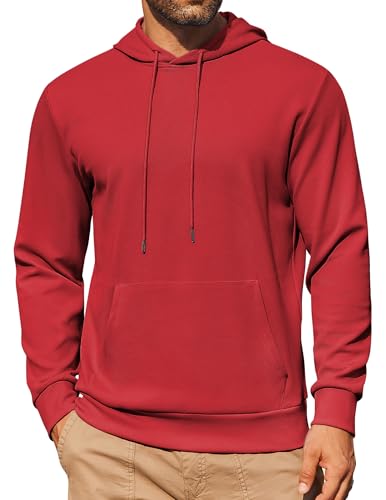 Sweat à capuche décontracté rouge pour homme en taille M avec grande poche